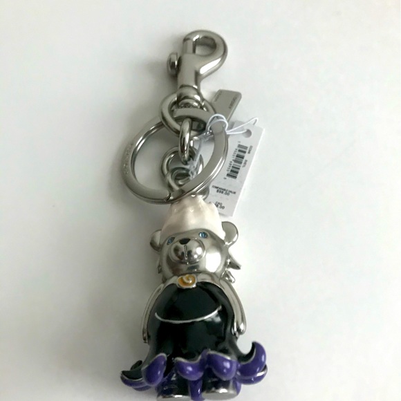 NWT CC346 Coach x Disney Ursula Bear Bag Charm Key Ring Villain - Picture 2 of 5